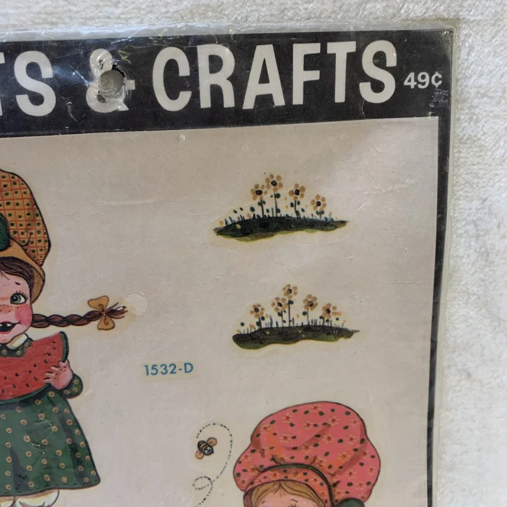 Meyercord Decals Vintage Watermelon Bonnet Girls Dog Flowers Original 1532-D NOS